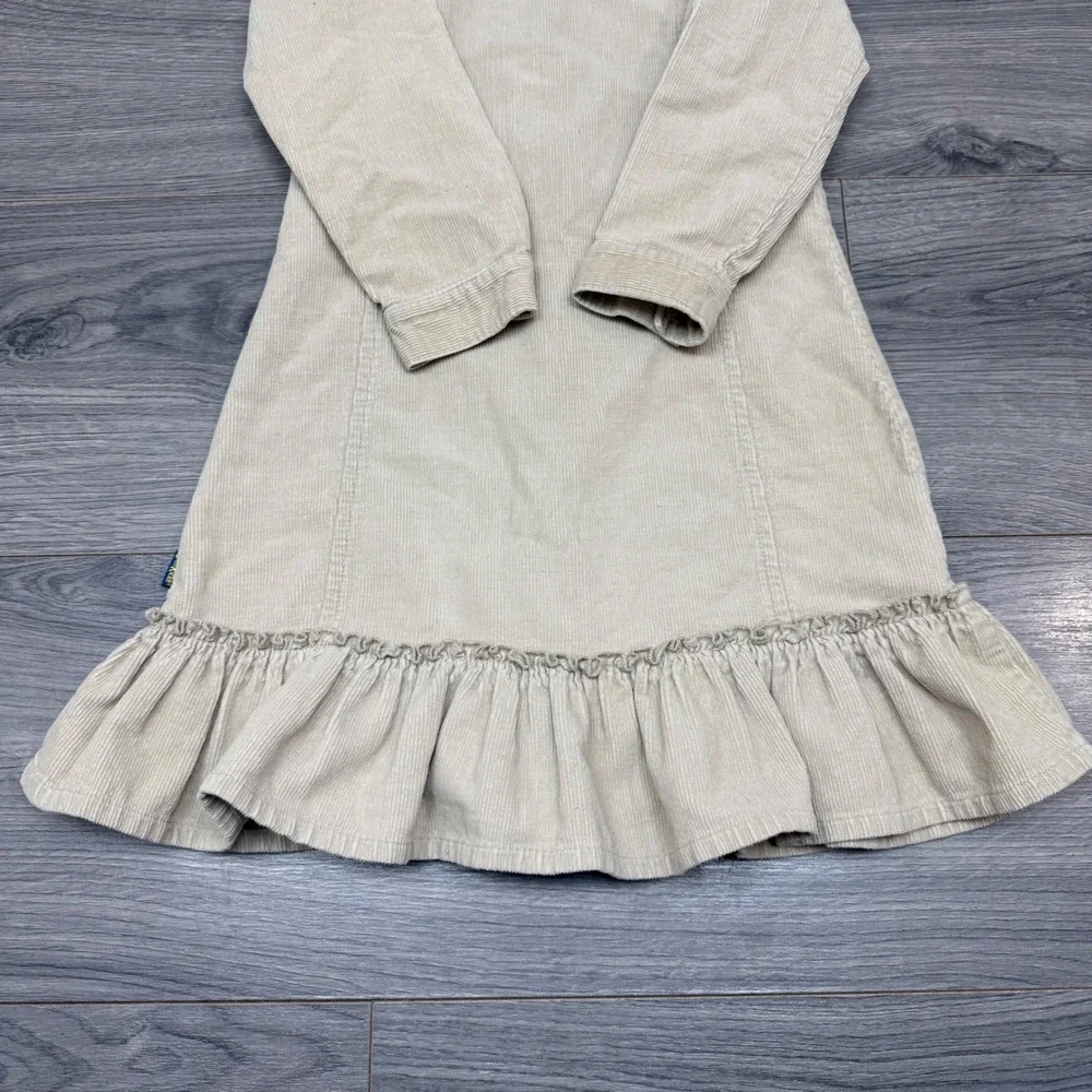 OshKosh Pearl Snap Floral Embroidered Beige Corduroy Dress Girls Size 4‎ Y2K